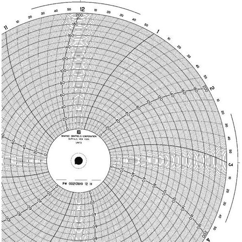 Graphics Control PW 00213819 12H Chart, 9.938 In, 0 to 200, 0.5 Day, PK100