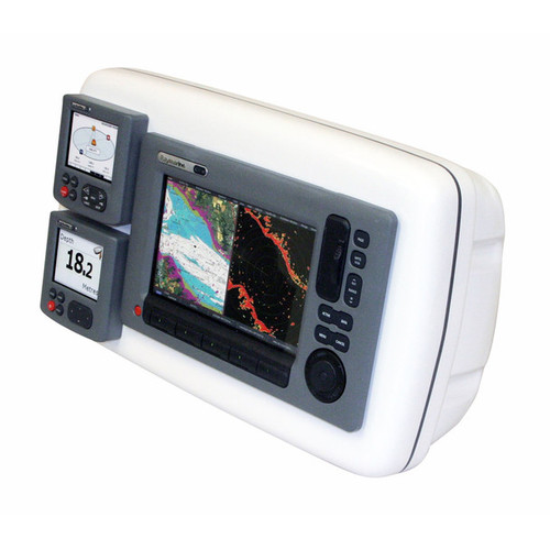 NavPod SystemPod Pre-Cut for Raymarine C90W/E90W on the right *AND* 2 additional instruments (3.6" holes) on the left for 9.5" wide guard