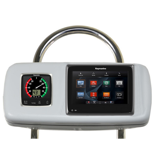 NavPod SystemPod Pre-Cut for Raymarine a95/a97/a98 on the right *AND* 1 additional instrument (3.6" hole) on the left for 12" wide guard