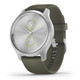 Garmin New OEM vívomove® Style Silver Aluminum Case with Moss Silicone Band, 010-02240-01