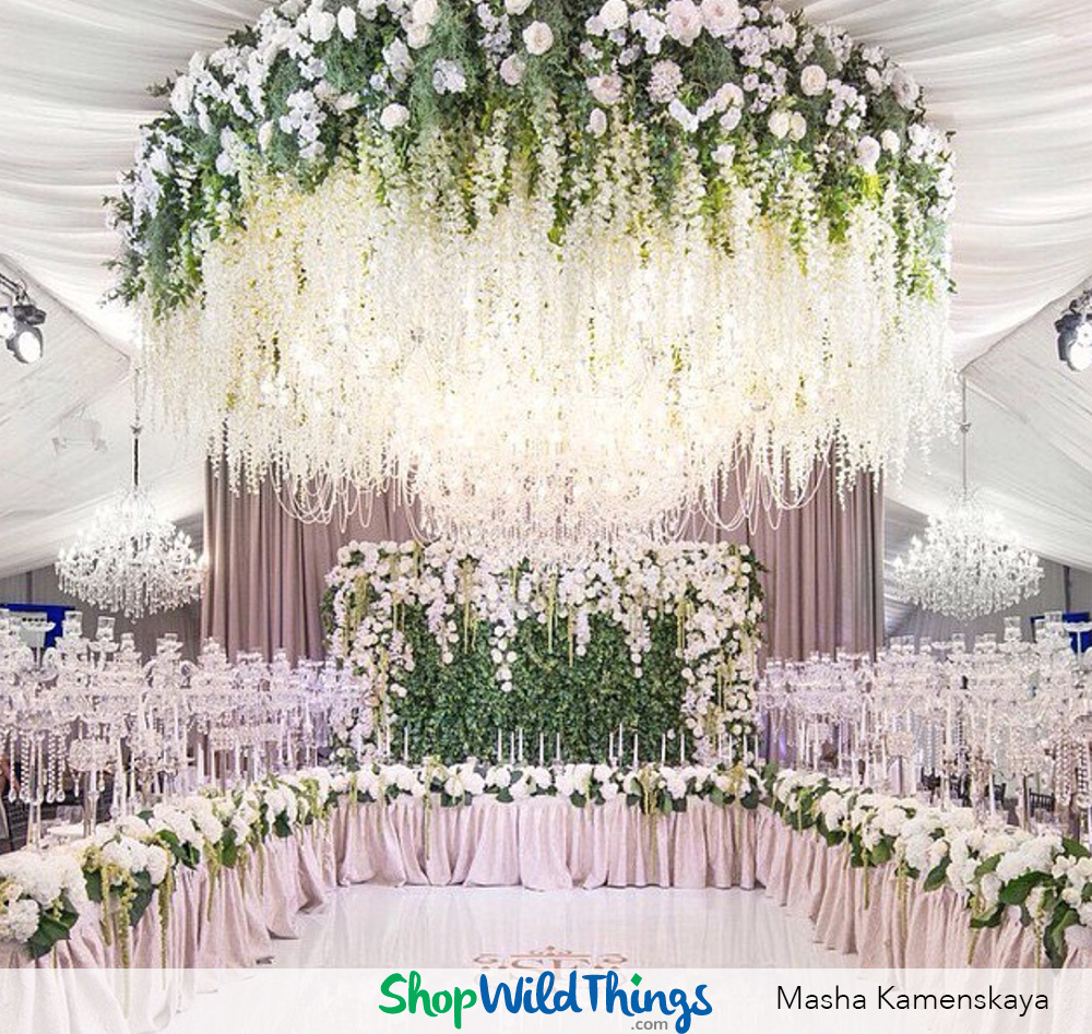 8ft x 3ft Clear Diamond Strand Acrylic Crystal Bead Curtain Backdrop  Wedding Party Decor - Metal Rod Top