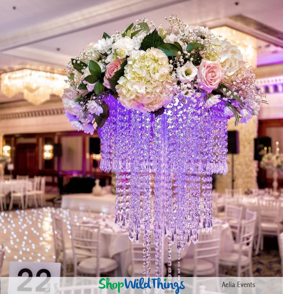 Crystal Bead Strands to Hang from Centerpieces, Trees and Floral Displays -  Real Glass 42 Squares & Octagons