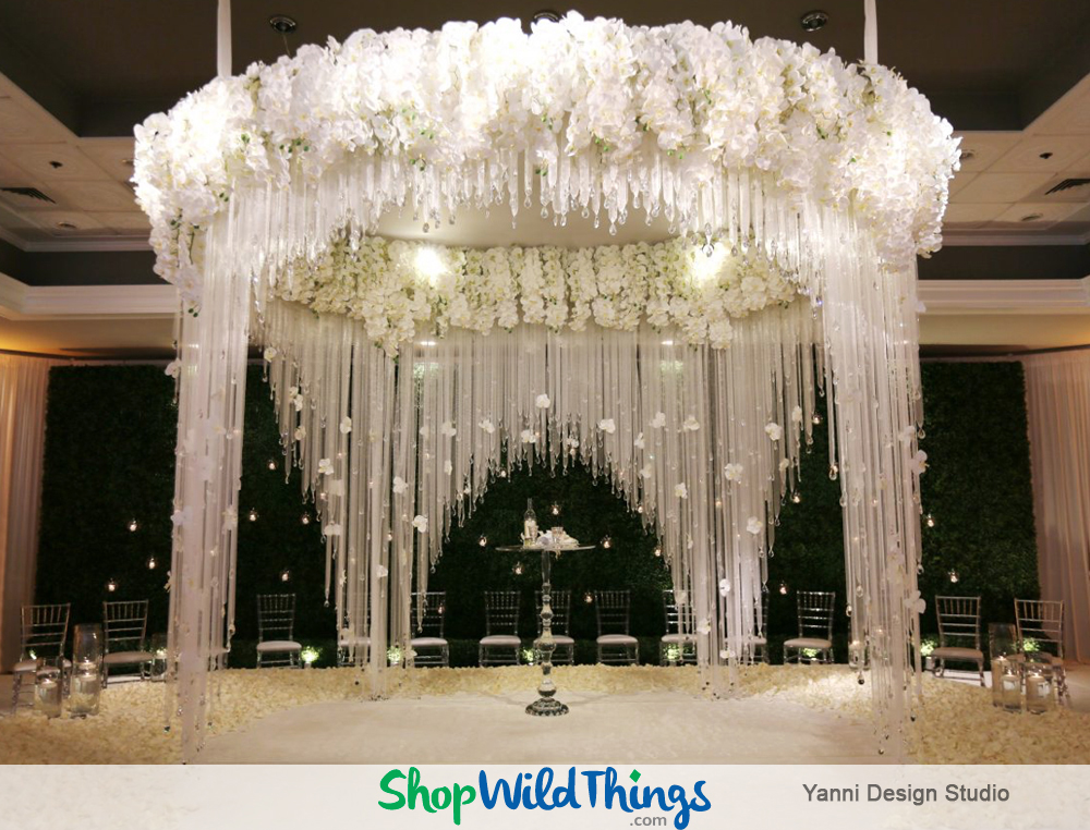 The Key to a Black, White and Romantic All Over Hotel Reception?  Crystals, Chandeliers and Candles