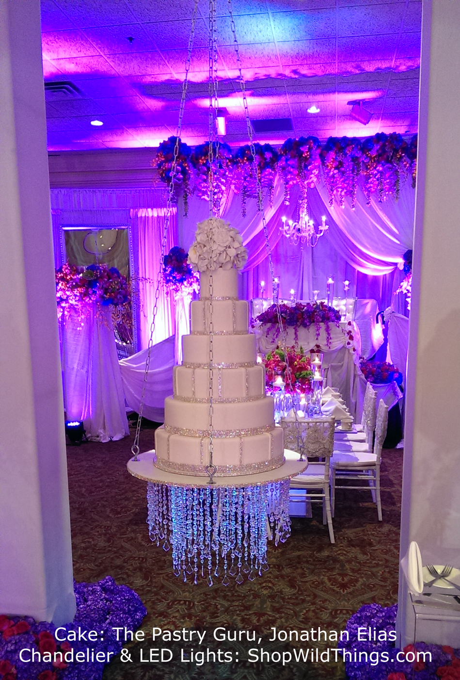 Hanging Wedding Cake - With Chandelier Underneath!