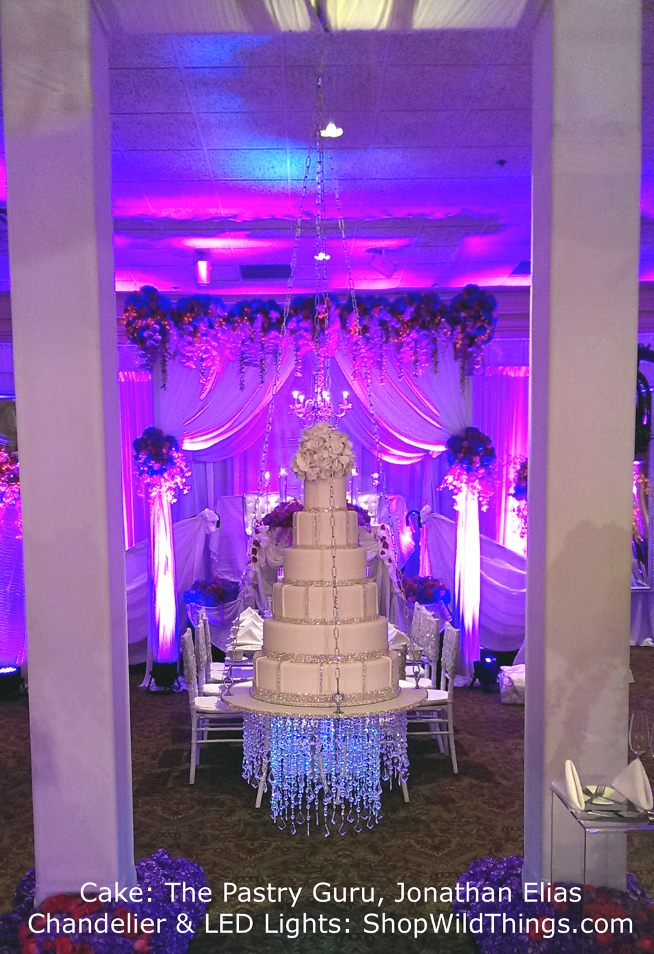 Hanging Wedding Cake - With Chandelier Underneath!