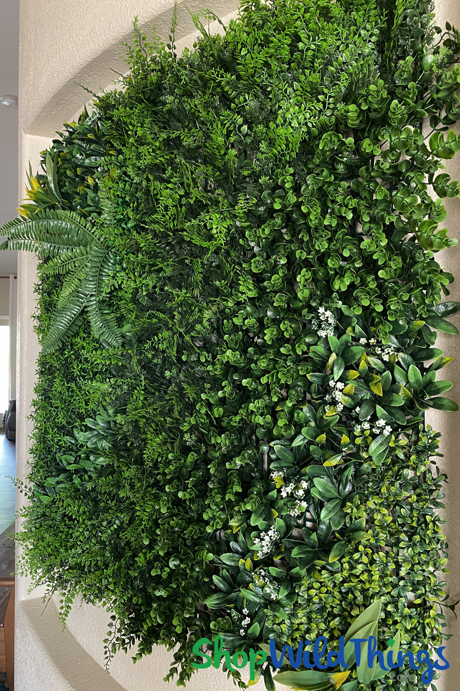 Artificial Green Foliage Wall, Lush Vertical Landscape Panel