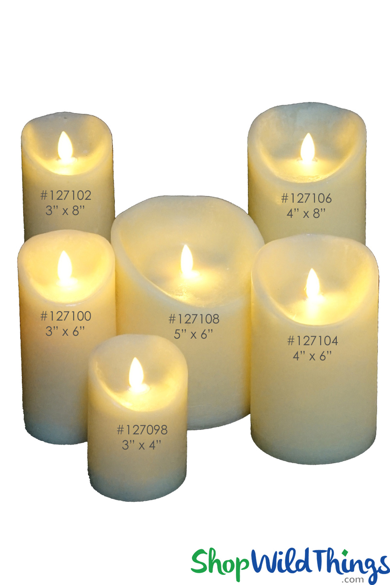 Flameless Flickering Wick Wax Candle 3"W by 4"H Ivory Pillar Remote