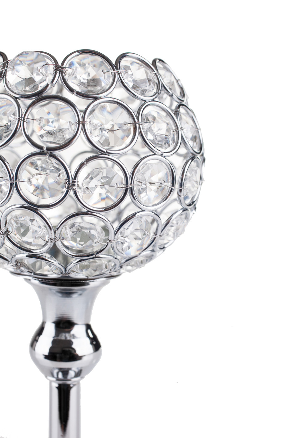 Crystal Beaded Wedding Candle Holders Goblet Style Tall, 4 Sizes