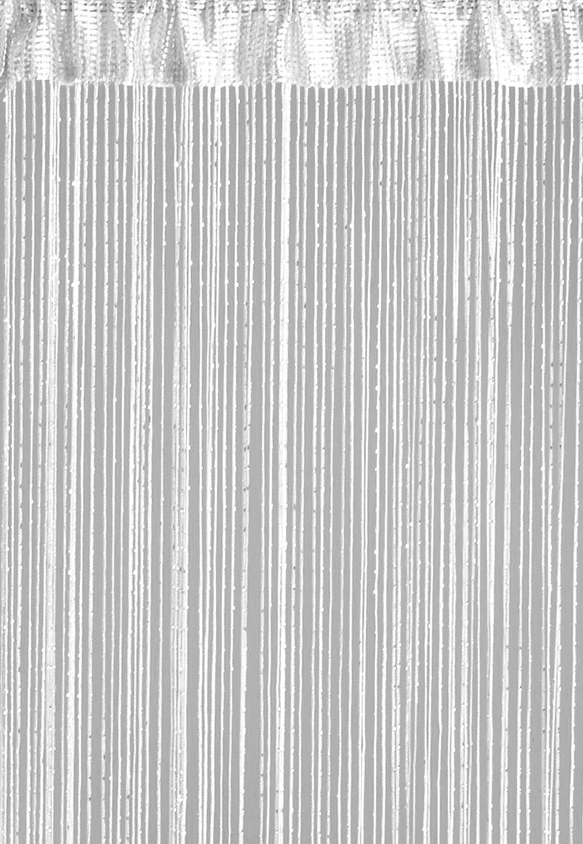 White String Curtain with Silver Threads