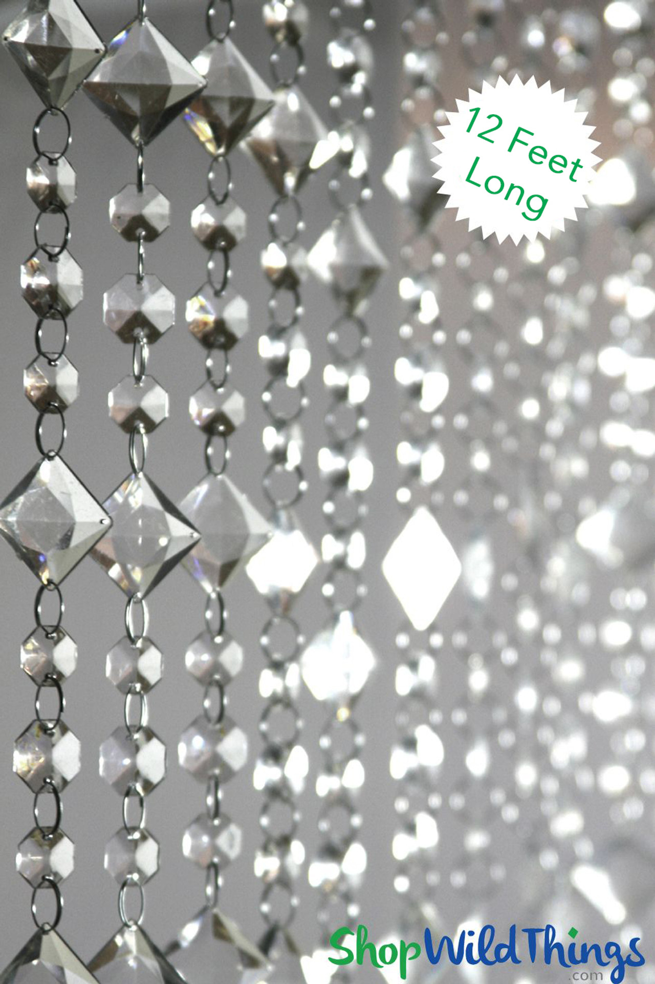 Crystal Beaded Curtains 12' Backdrop Crystals ShopWildThings