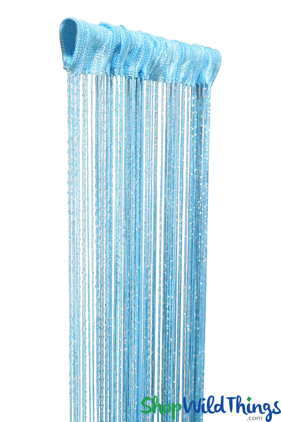 Ocean Blue String Curtain with Metallic Silver Threads 3'W x 6.5'L
