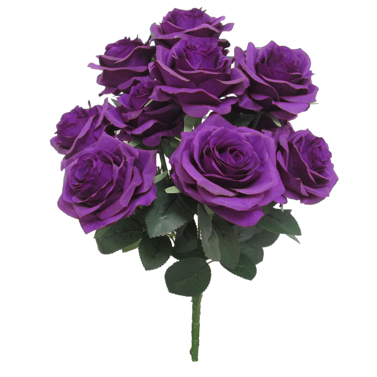 Purple Roses Artificial Bush Spray, 17 Deluxe Queen Bouquet