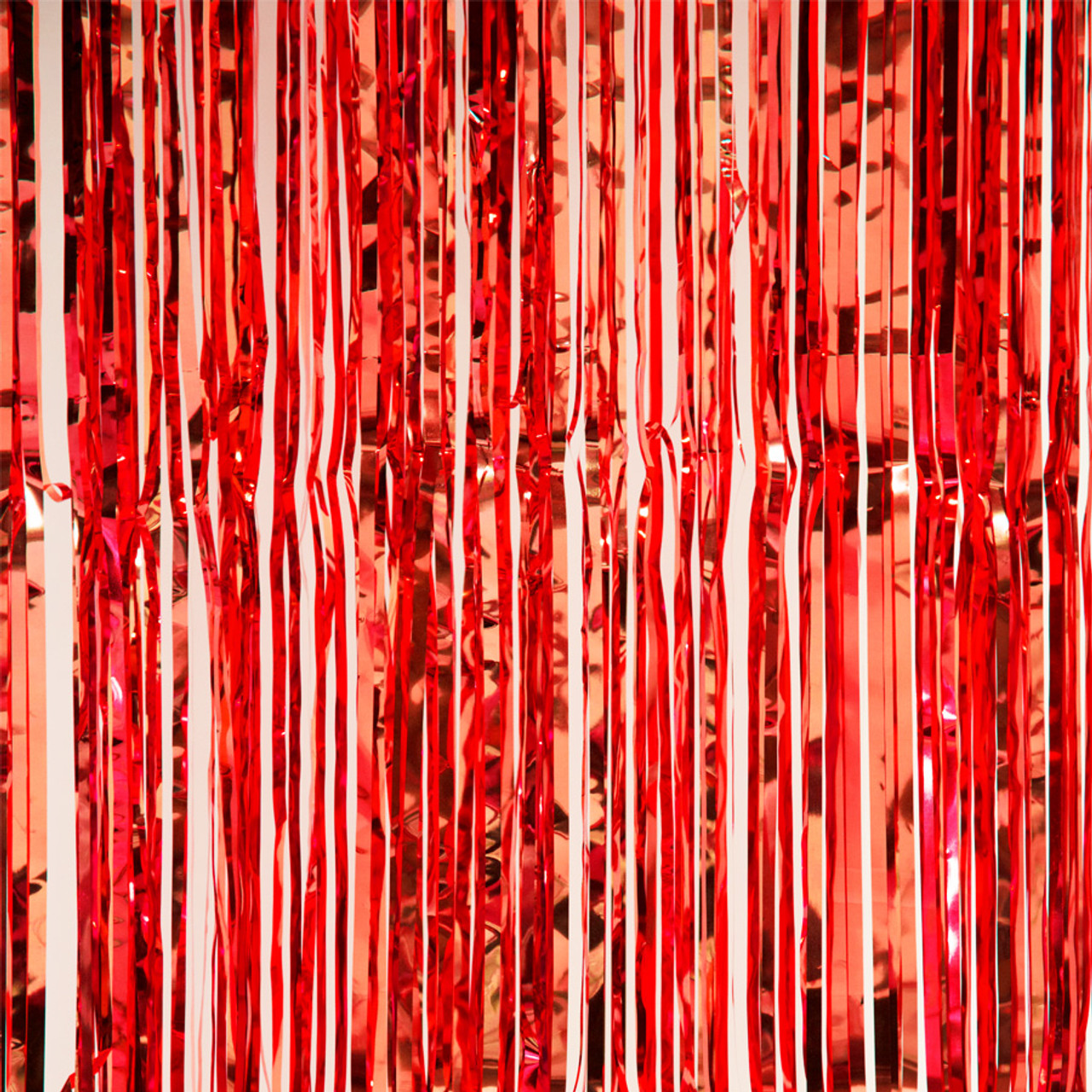 Red Metallic Shiny Foil Fringe Column 8' Long Party Ceiling Decoration