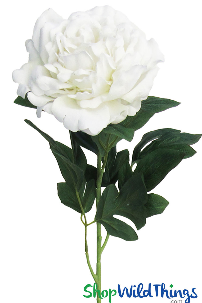 Peony Flower Spray, Jumbo Real Touch Velvet Peonies Stem - 30 - Cream White