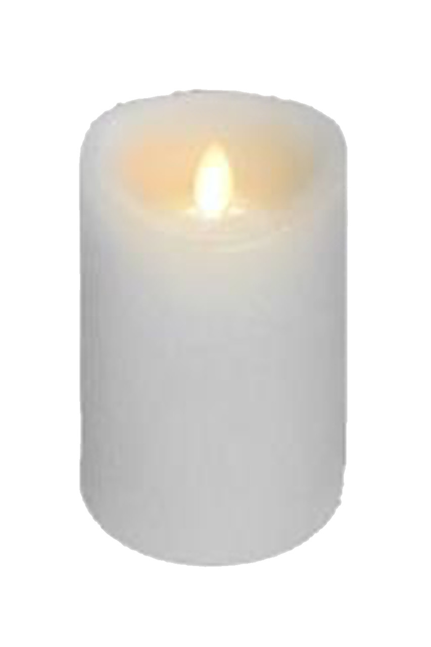 sindsyg ønskelig Hop ind Flameless Wax Candle 5"W by 6"H White Pillar - Remote Ready -  ShopWildThings.com