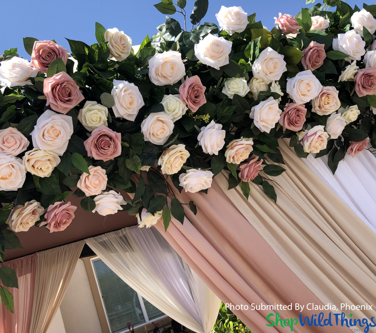 Red Velvet Roses Bouquet, 16 Tall Artificial Rose Bush Spray