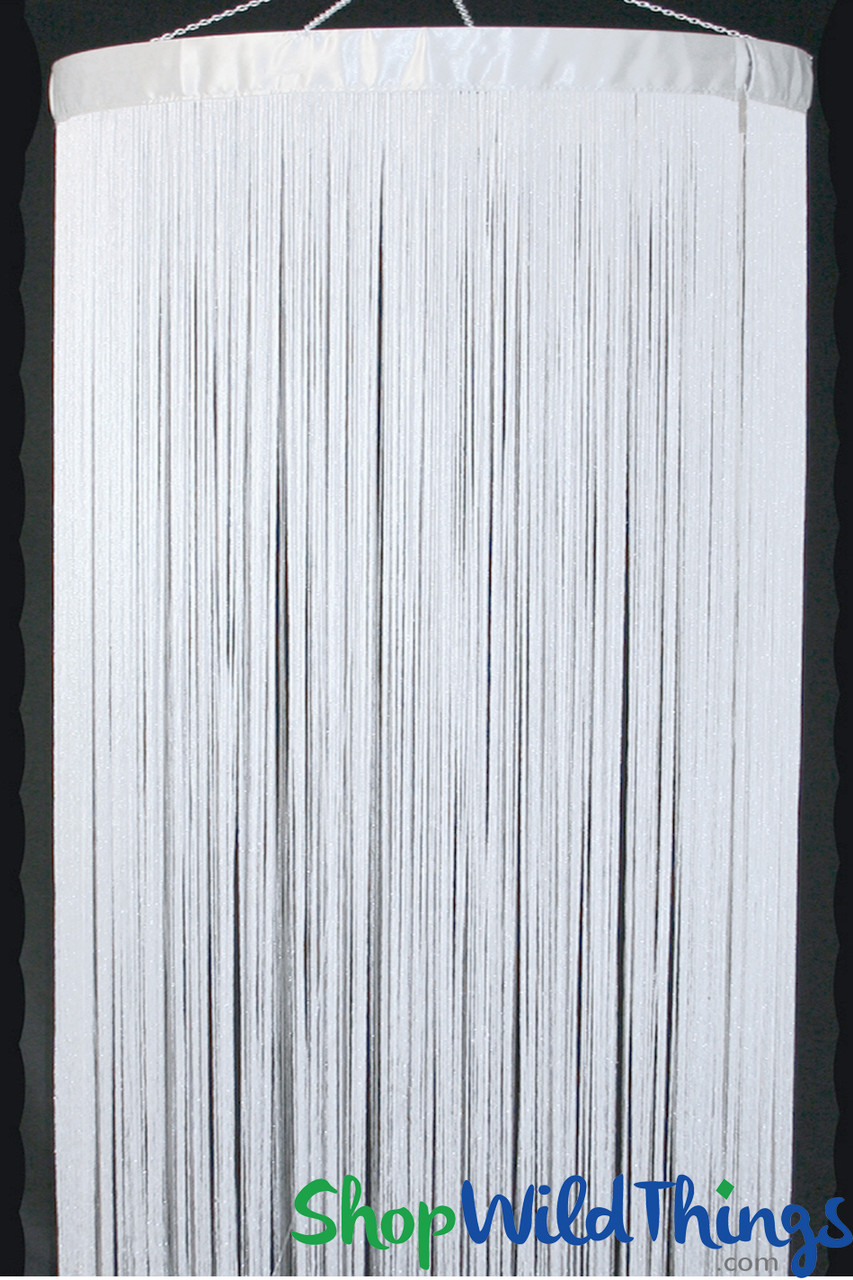 String Curtain White 3 ft x 20 ft - Polyester & Cotton Nassau (trimmable  length!)
