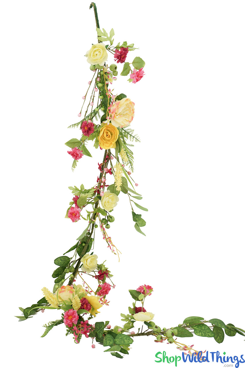 6Ft Long Bendable Vine, Mixed Florals & Greenery