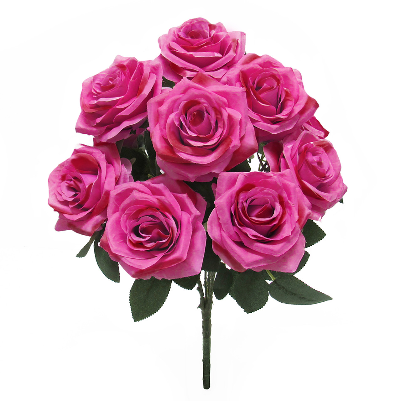 Artificial Rose Bush Bouquet - 10 Head 17 Tall Deluxe Queen Spray