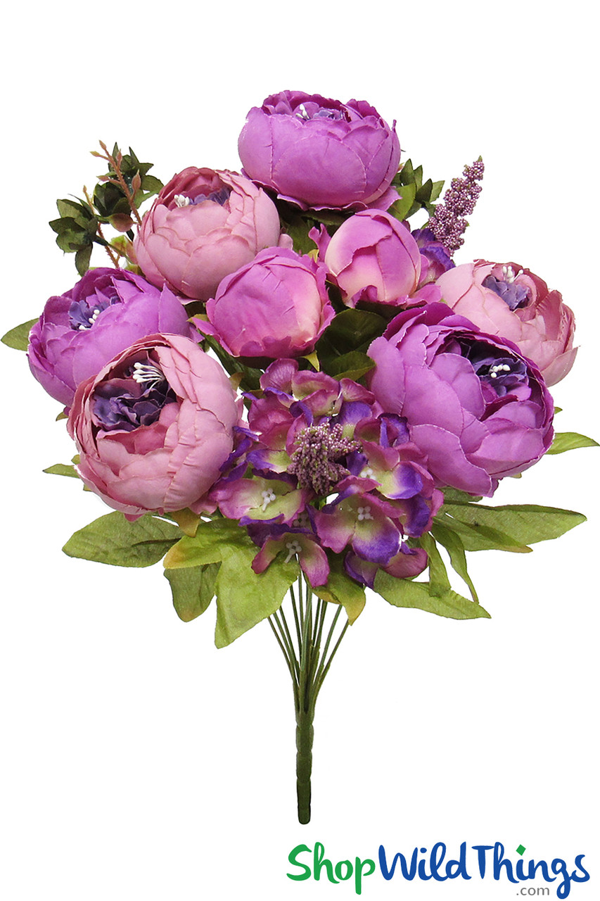 Deluxe Mixed Flower Bouquet - 13 Stems - 19 Lavender Purple Spray -  Peonies, Hydrangea & More!