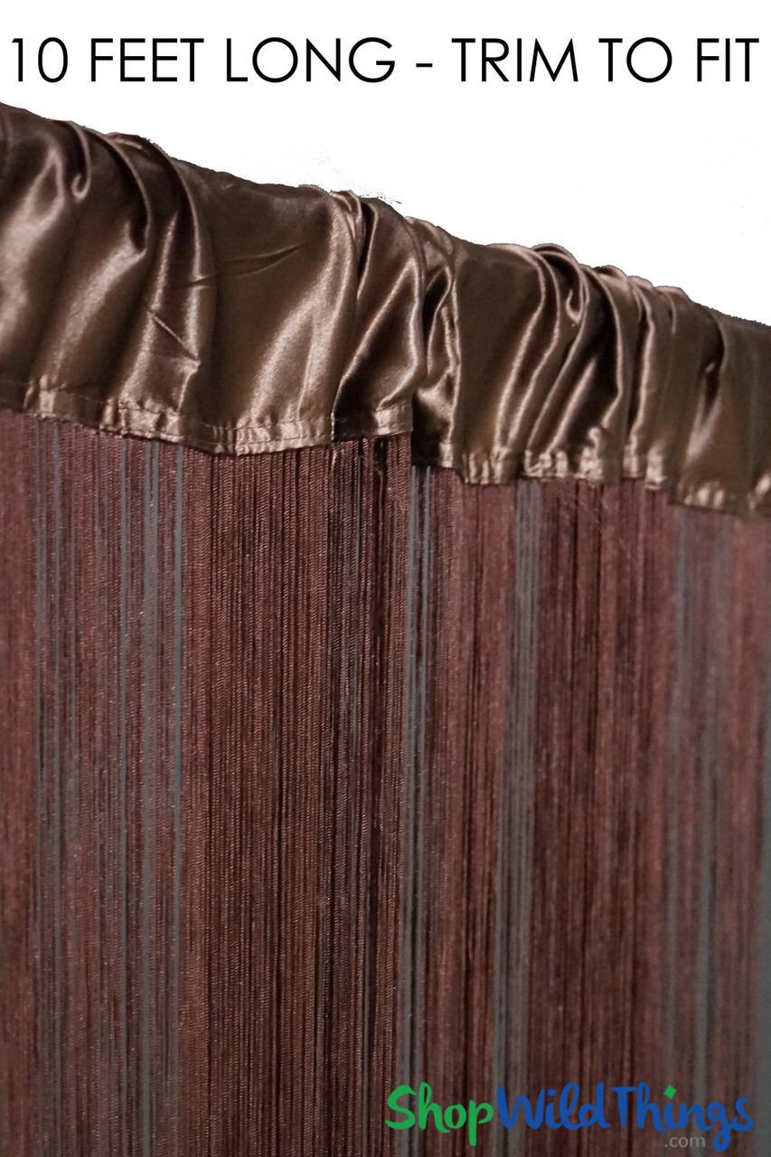 String Curtain Chocolate Brown 3' W x 10' L - Polyester & Cotton 