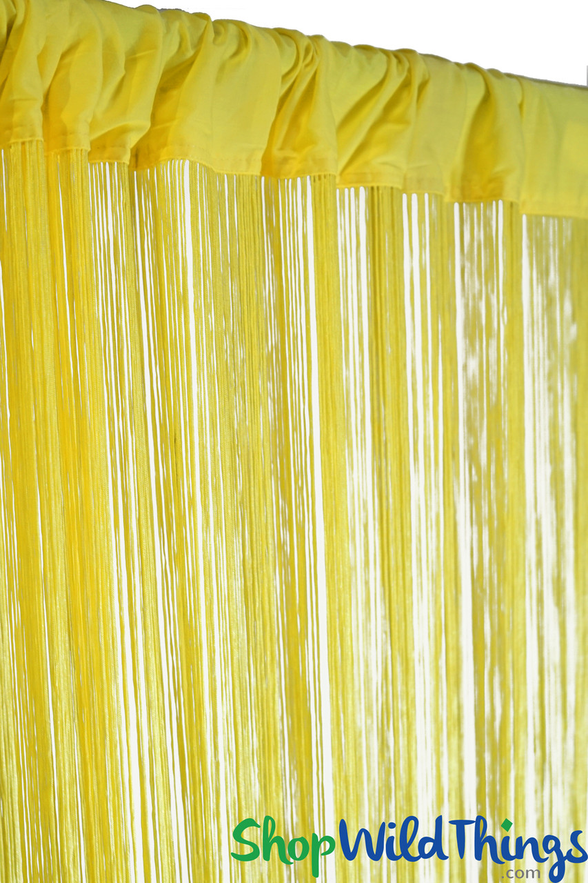 Fire Treated 3' W x 10' L, Vivid Yellow String Fringe Curtains