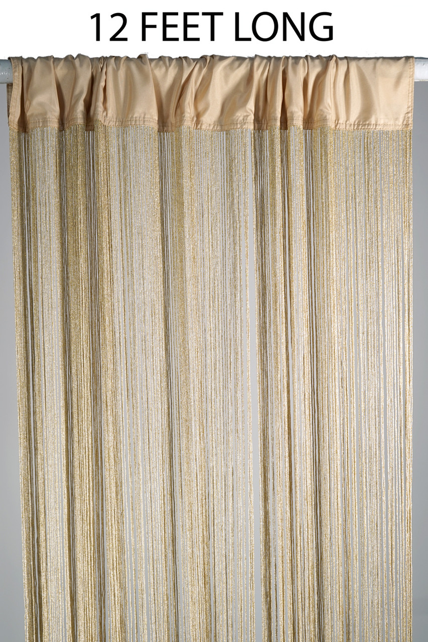 String Curtain Honey Gold 3 ft x 12 ft - Polyester & Cotton Nassau  (trimmable length!)