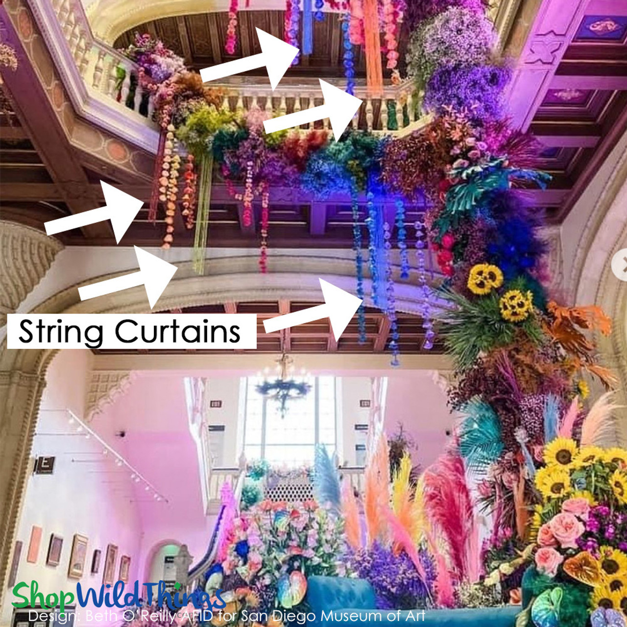 String Fringe Curtain Gray Ombre 3' x 7' (trimmable length