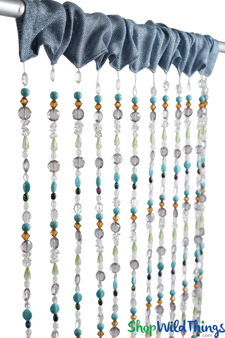 Jewelry Acrylic Beaded Curtain, 7'L x 40W Multi-Colored Panel