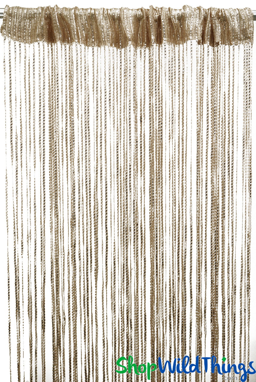 Sparkle Cream String, Silver String Curtain Panel