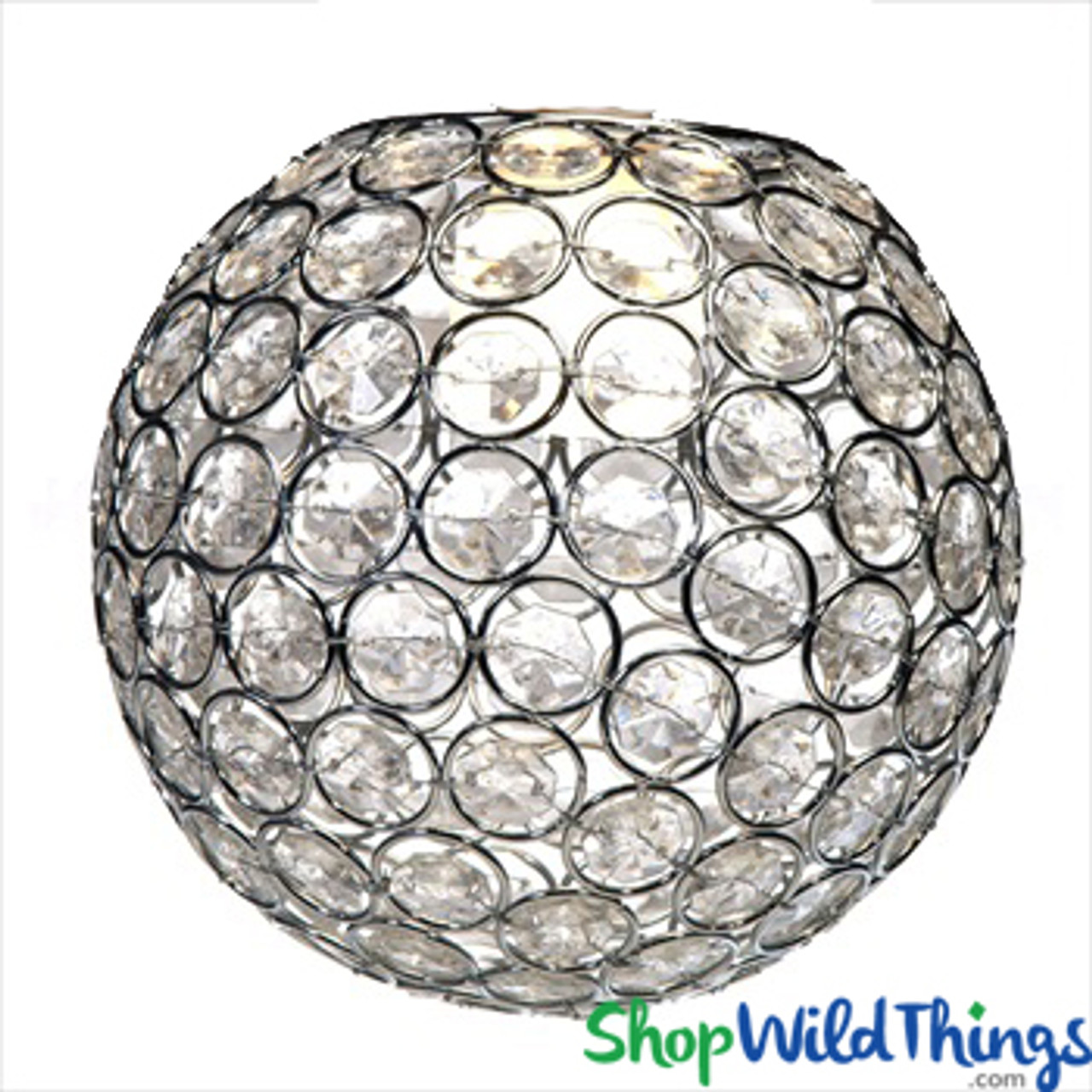 Crystal Ball Chandelier, Centerpiece, Vase or Lamp Topper - Silver 7" -  ShopWildThings.com