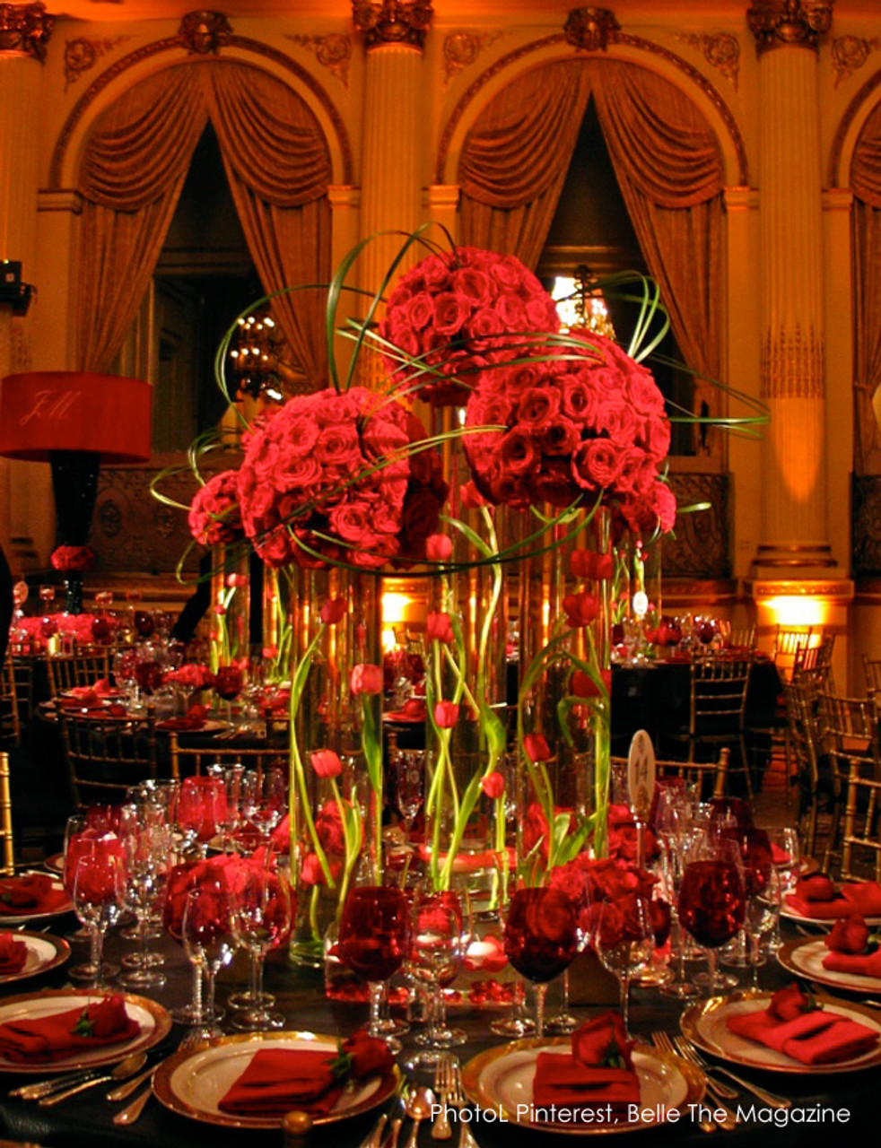 Red Rose 6 Wedding Ball - Pomander Foam Flowers 