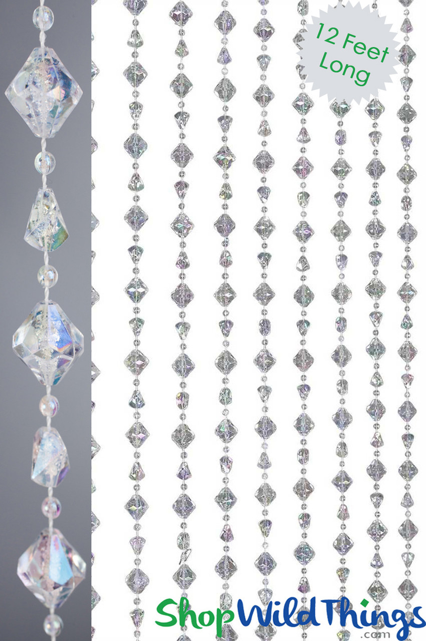 Crystal Gemstones Iridescent Jewels Curtain 12' Long - Chunky