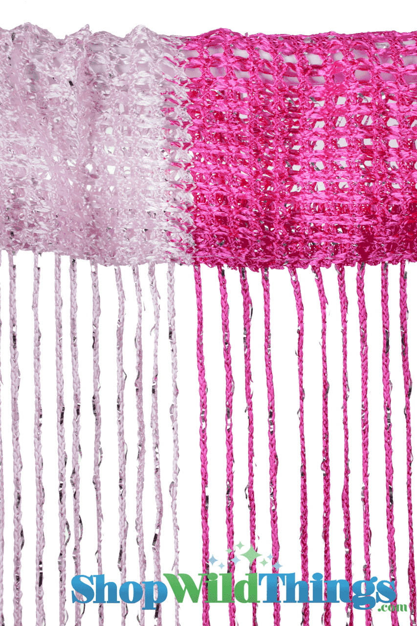 Fuchsia Pink String Curtain with Metallic Silver Threads