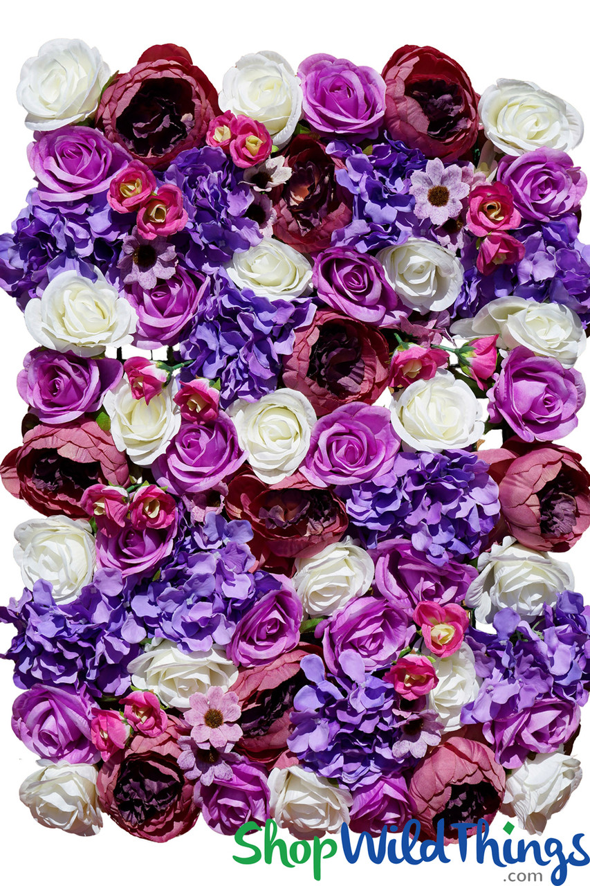 Silk Flower Wall Colorful Purple and Pink Mix 19