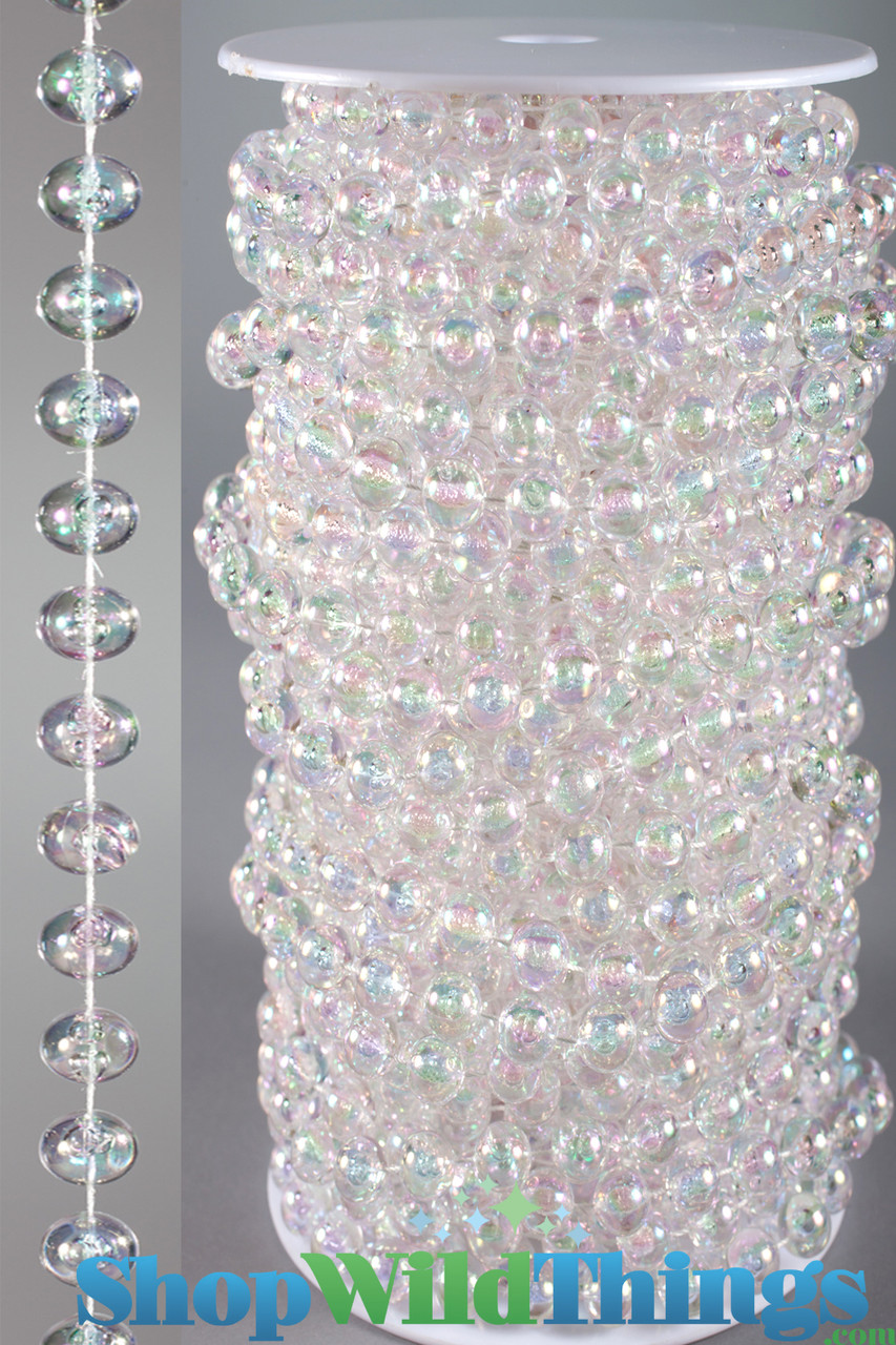 99ft Crystal Beads Garland Strand, Iridescent Clear Acrylic Diamond Beads String Roll for Crafts, Beaded Curtains, Wedding Party Decorations, Plastic