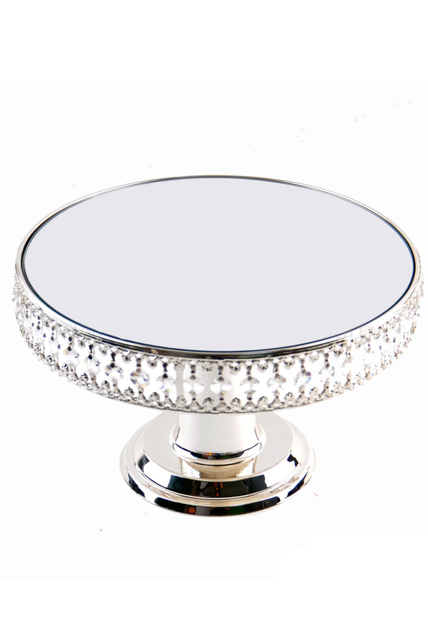 Silver Crystal Beaded Metal Cake Stand Pedestal, Cupcake Display, Dessert  Riser