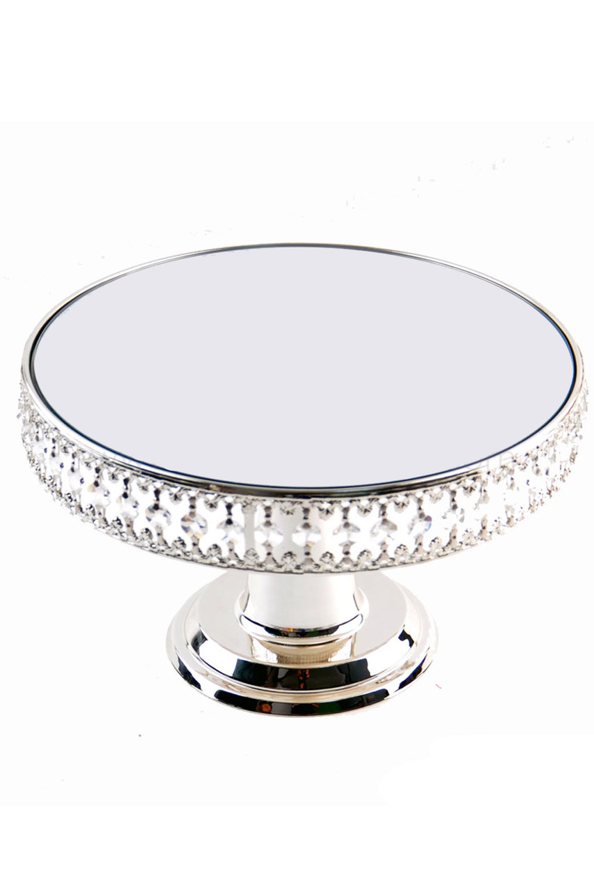 Crystal Cake Stand- Round Etched Plate 16 Diameter Four Faceted Crystal  Legs,Uniquely Yours. Transform your space into a magical place