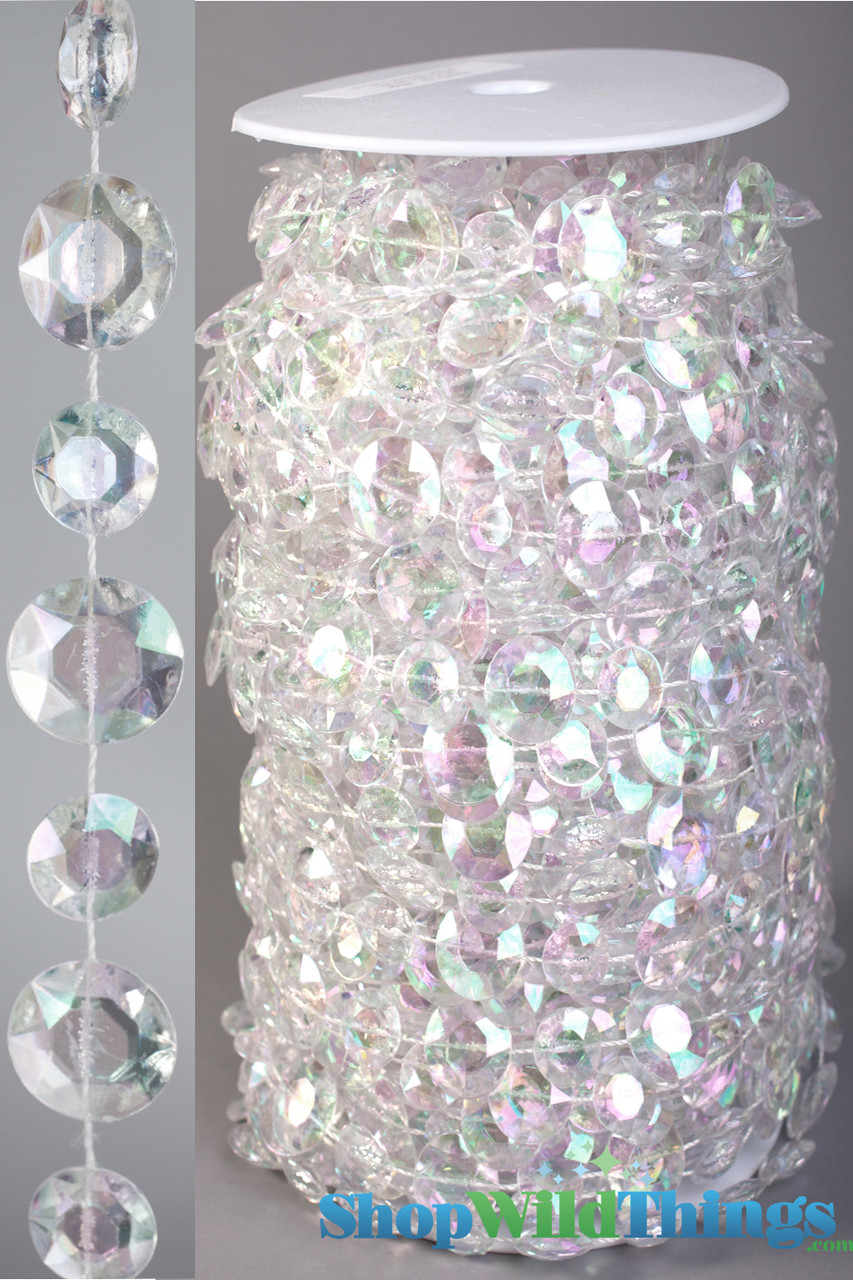 Large Iridescent Crystal Beads - 66ft Roll