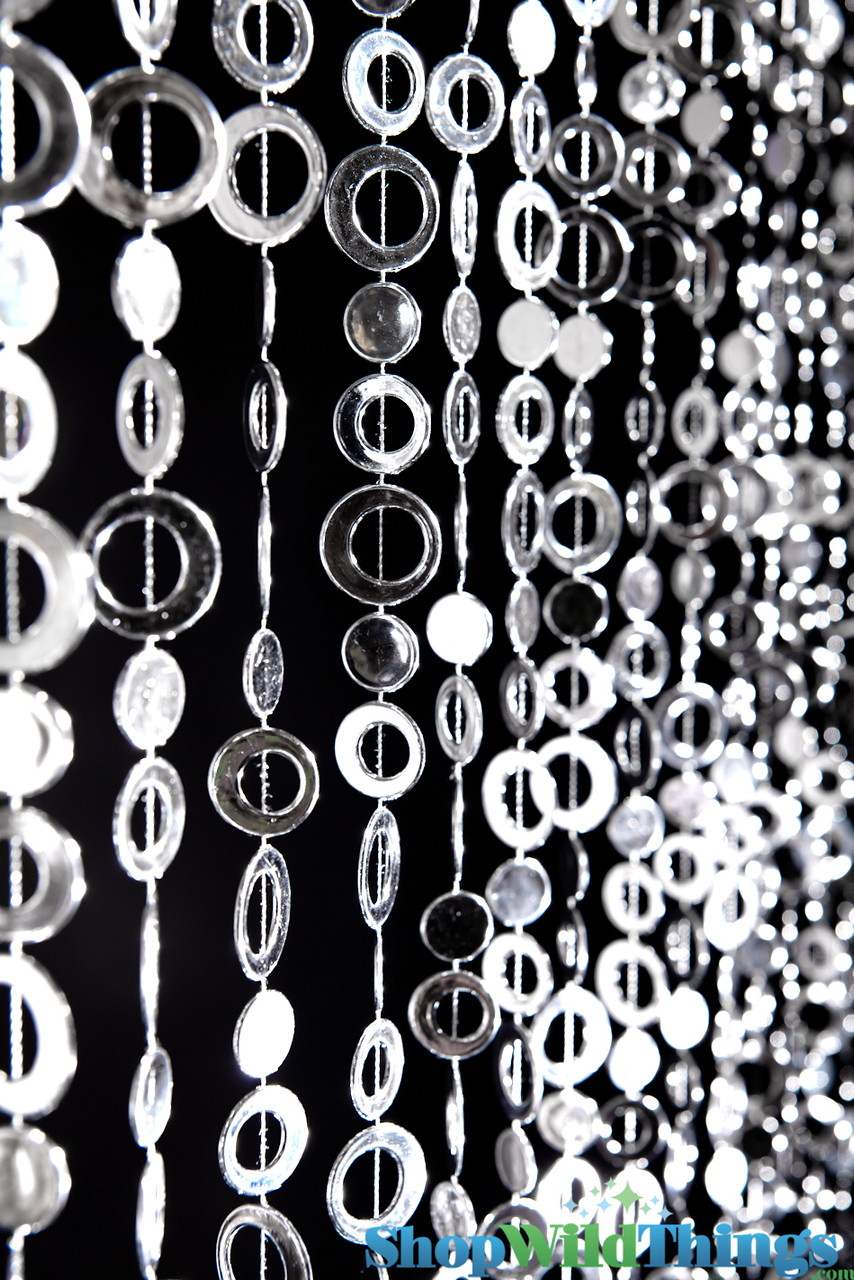 8ft x 3ft Clear Diamond Strand Acrylic Crystal Bead Curtain Backdrop  Wedding Party Decor - Metal Rod Top