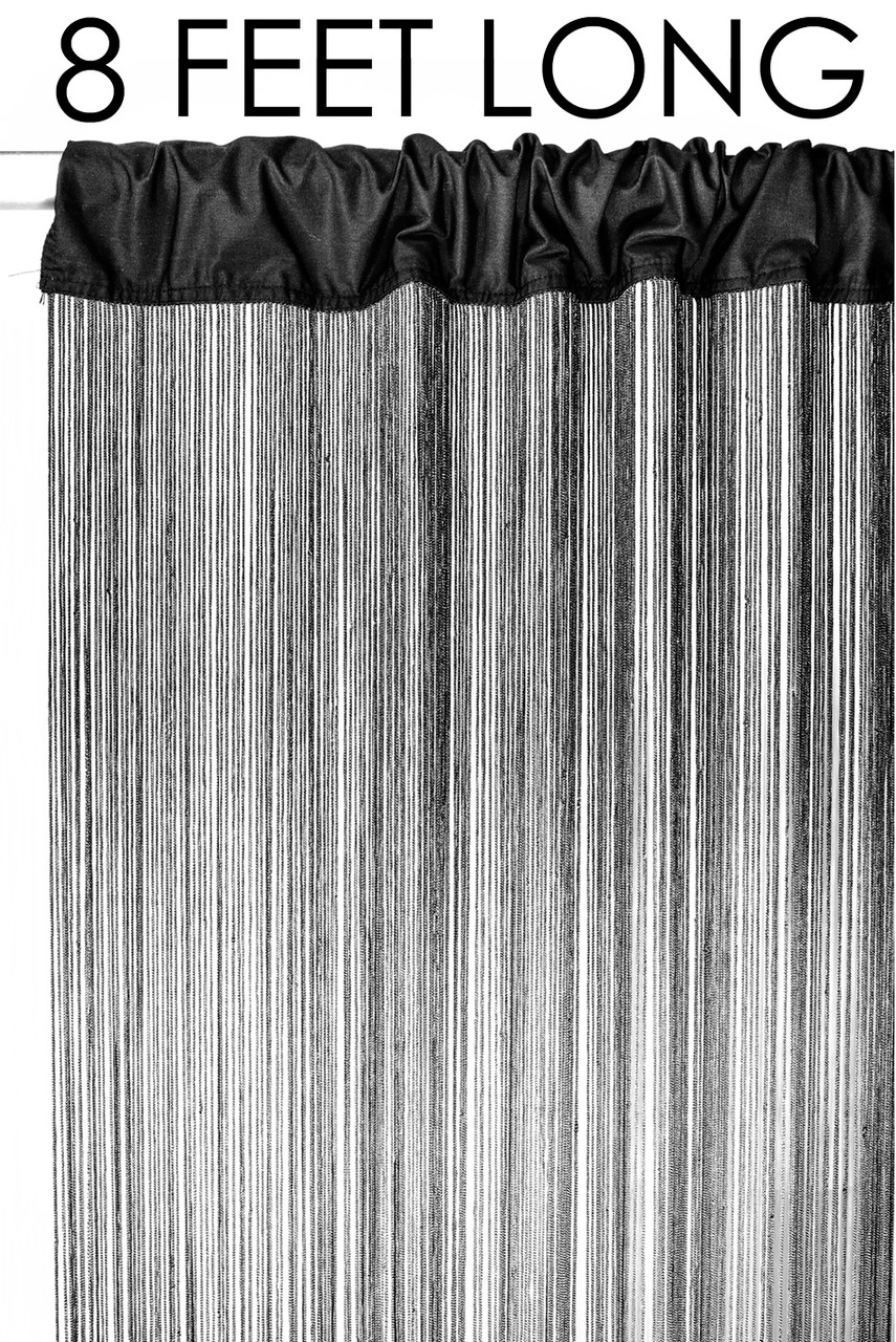 String Curtain Black 3 ft x 8 ft - Polyester & Cotton Nassau (trimmable  length!)