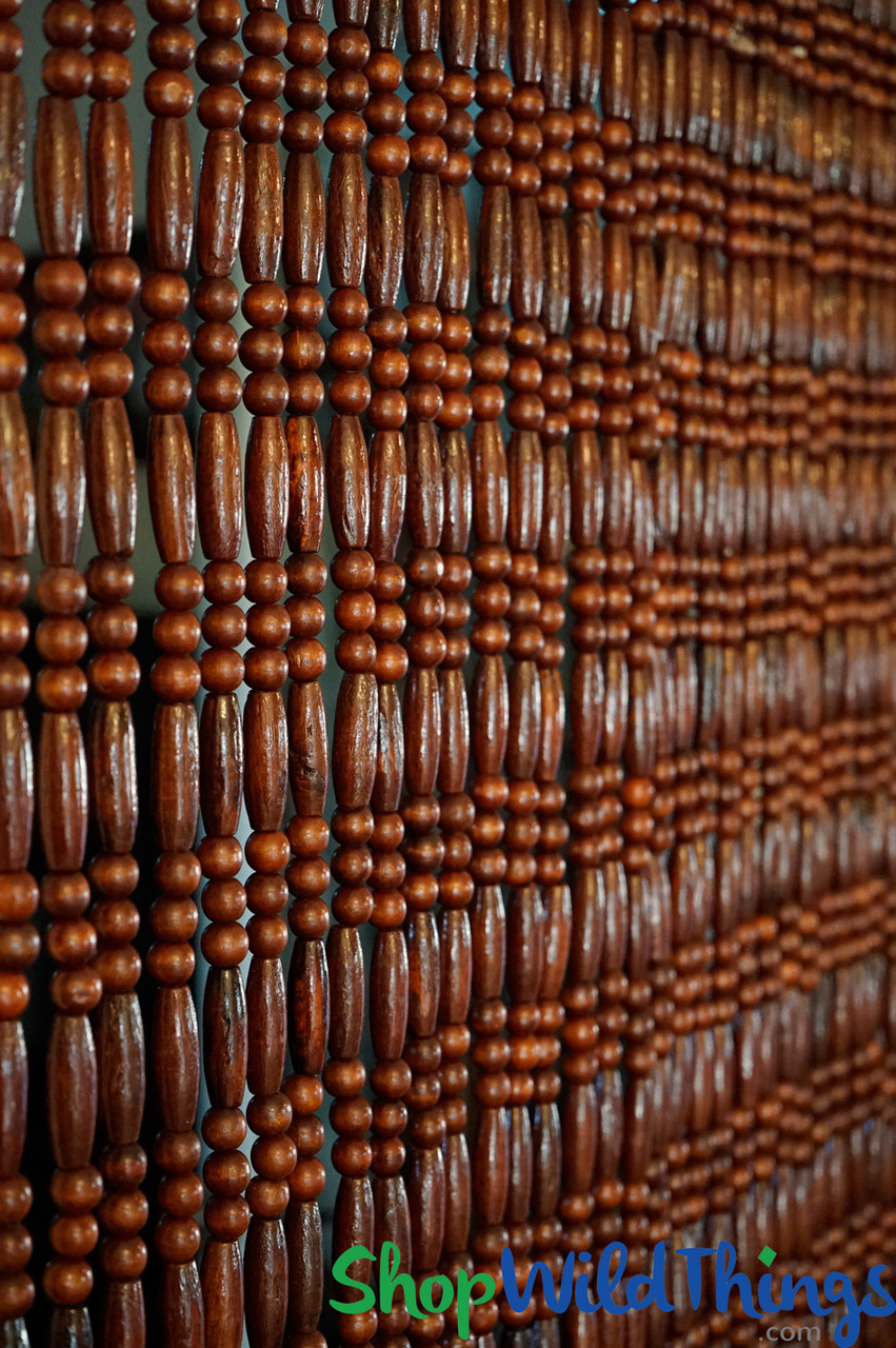 Wooden shop bead curtains