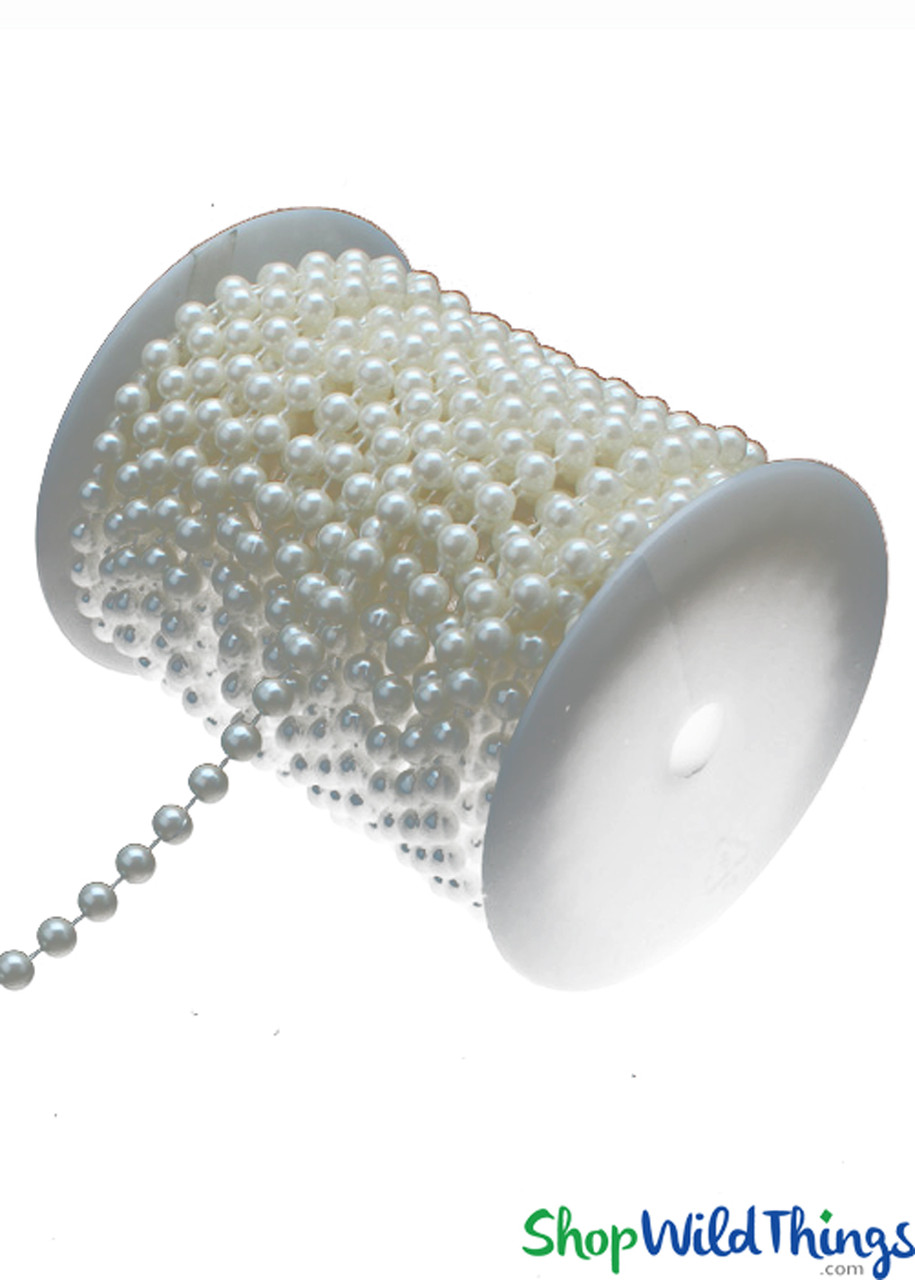 Roll of Beads PREMIUM WEIGHT - 22 Yards (66 Feet) White Pearls 8mm Balls