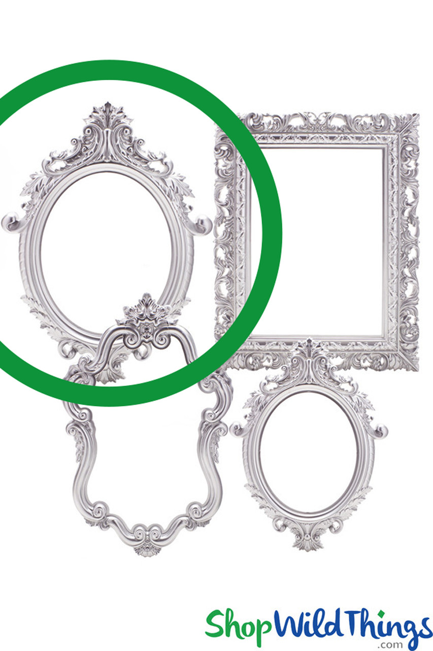 Set of 4 Large Party Frames, Silver Photo Props