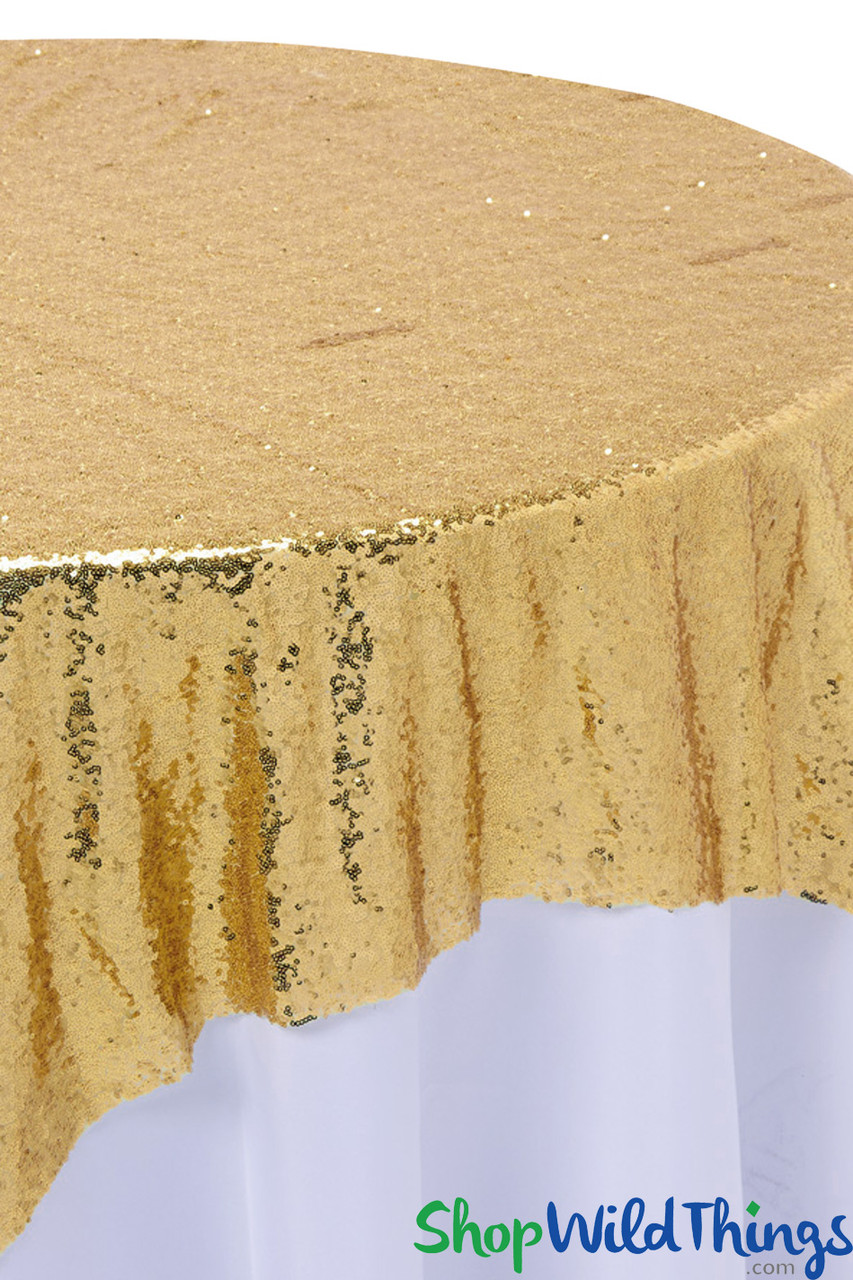 Gold Sequin Tablecloth - Shiny Table Overlay, Backdrop