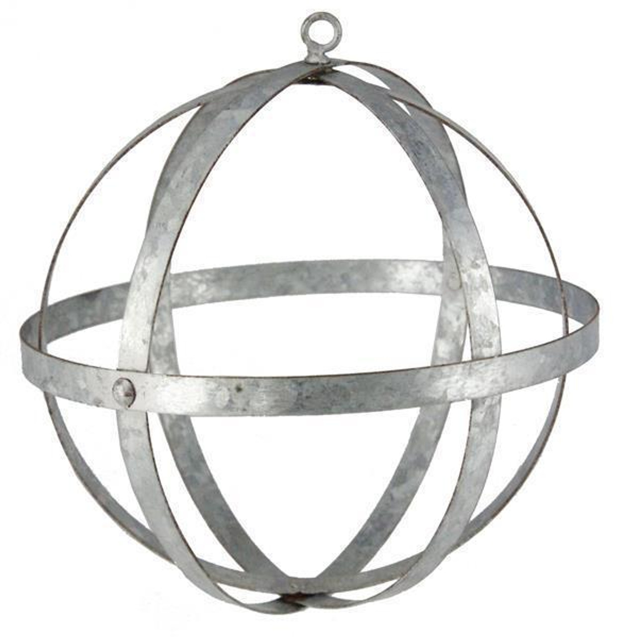 12 Hanging Or Tabletop Galvanized Metal Garden Sphere