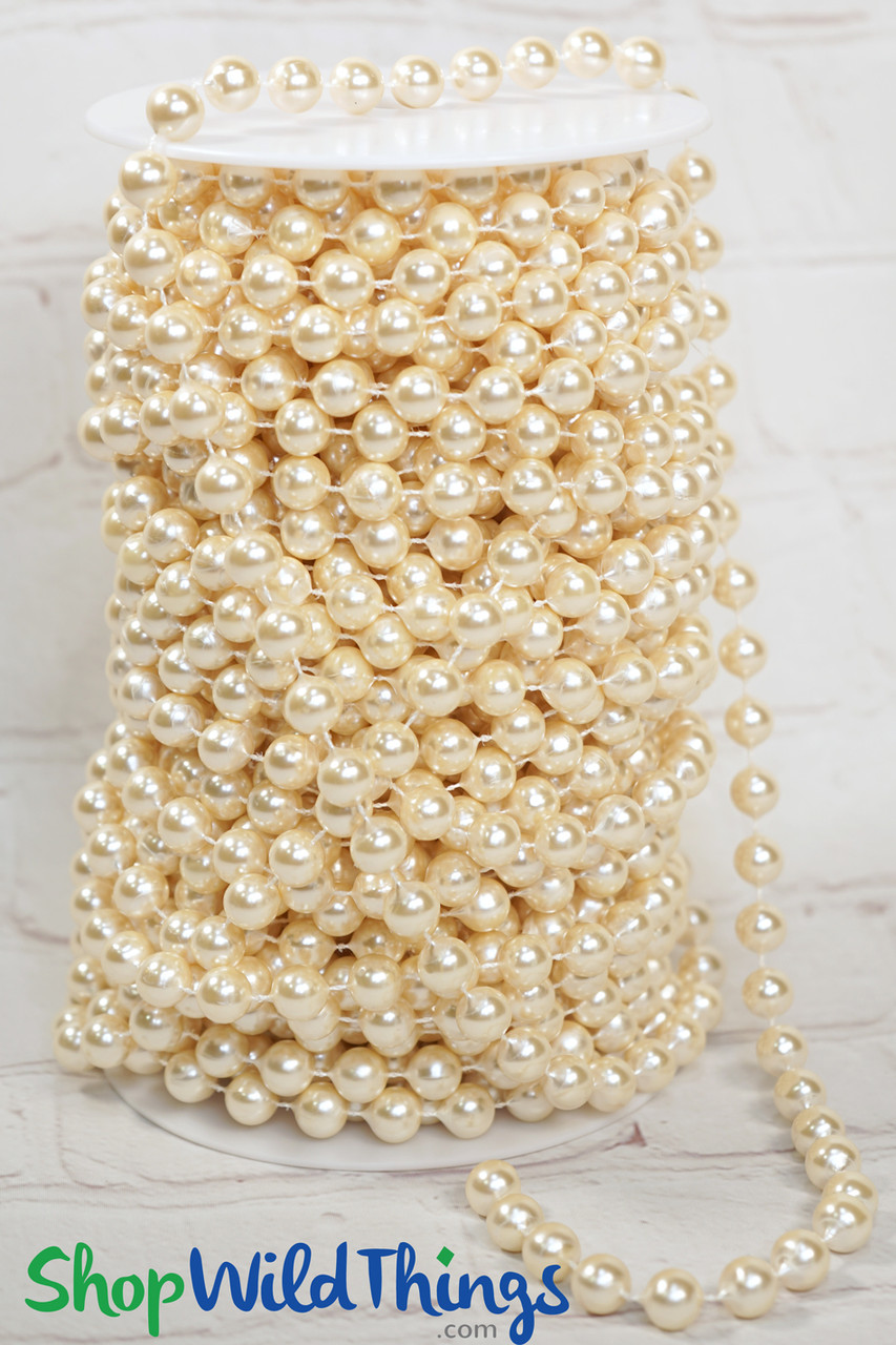  4 Rolls 3 Strings Artificial Bead Pearl Ribbon