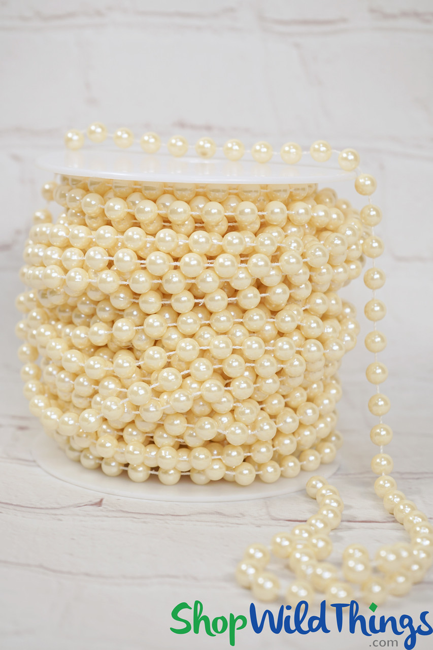  4 Rolls 3 Strings Artificial Bead Pearl Ribbon