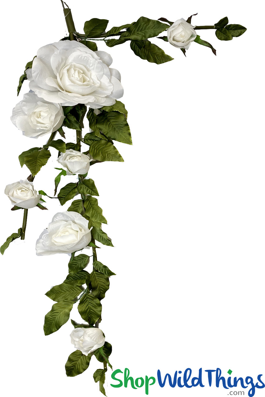 Oversized White Rose Garland, 86 Long x 16 Wide