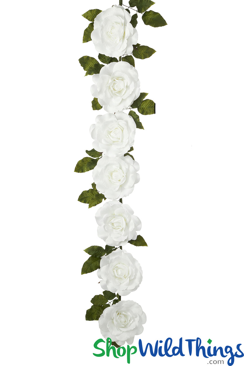 Rose Waterfall - Bendable Hanging or Tabletop White Garland - 86